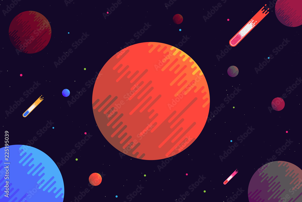 Wall mural planet space background flat design.vector and illustration