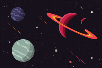 planet space background flat design.vector and illustration