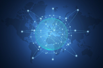 futuristic technology network digital interface connection communication interface people social media data connect online international community, working, business, financial and education concept.