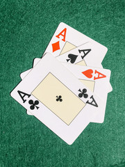 cards and chips poker table game green