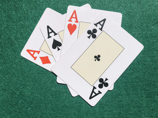 cards and chips poker table game green