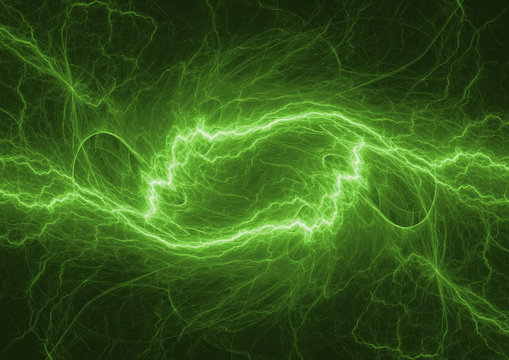 Green lightning illustration, abstract plasma background