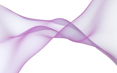 Abstract purple wave. Blue scarf. Bright purple ribbon on white background. Abstract smoke. Raster air background. Vertical image orientation. 3D illustration