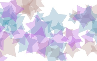 Multicolored translucent stars on a white background. Pink tones. 3D illustration