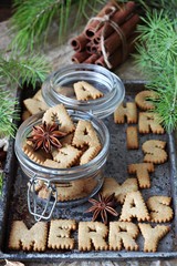 Cinnamon letter cookies for christmas 