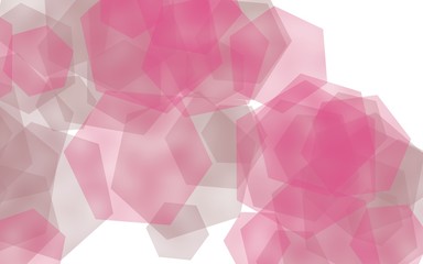 Multicolored translucent hexagons on white background. Red tones. 3D illustration
