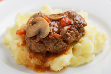 Salisbury steak with mashed potato