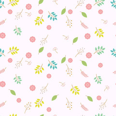 Pastel color floral seamless vector pattern or spring flowers.