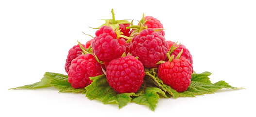 Ripe red raspberries.