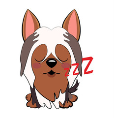 puppy character sleeping on its back, cute funny terrier vector illustration.