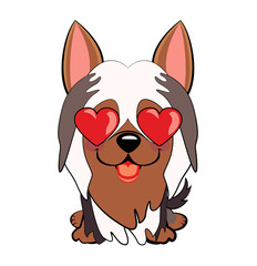 in love, kiss, romantic, relationship, happy, with heart eyes emotions. Set of dog character illustrations in vector hand drawn cartoon style. As logo, mascot, sticker, emoji, emoticon