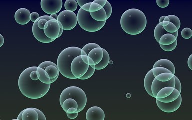 Dark background green mesh bubbles. Wallpaper, texture with bubble. 3D illustration