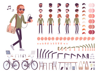 Young red-haired man character creation set