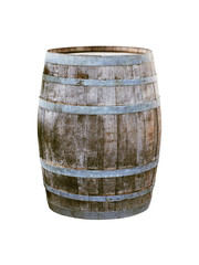 old wooden barrel for whisky or wine isolated on white