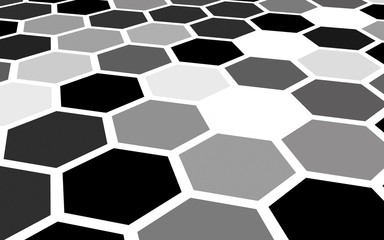 White honeycomb with a gradient color. Perspective view on polygon look like honeycomb. Isometric geometry. 3D illustration