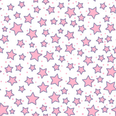 Seamless pattern. Modern Bright design for kids Vector Abstract cute star isolated on a white background.