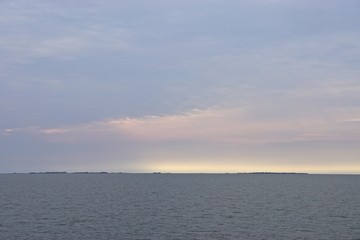 Dramatic clouds over the Chesapeake Bay at sunset.