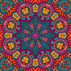 Tribal indian ethnic seamless design. Festive colorful mandala pattern