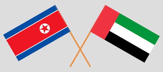 North Korea and United Arab Emirates. Korean and UAE flags. Official colors. Correct proportion. Vector