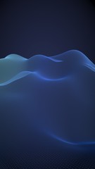 Abstract landscape on a blue background. Cyberspace grid. Hi-tech network. 3d technology illustration. Vertical image orientation. 3D illustration