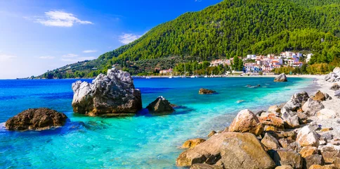  Best of Skopelos island - picturesque village Neo Klima and Hovolos beach. Sporades, Greece © Freesurf