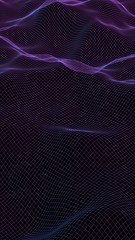 Abstract landscape background. Cyberspace purple grid. Hi-tech network. 3D illustration