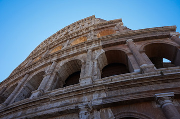 Roman Colloseum from a low angle
