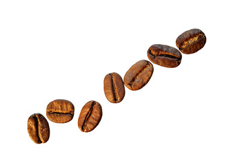 coffee grains isolated on white background close-up. there is a way