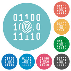 Digital fingerprint flat round icons