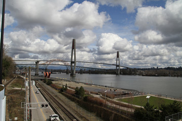 A view of a river with a road on the left side