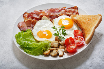 breakfast with plate of fried eggs