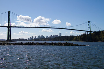 A view of the Lions gate bridge in Vancouver