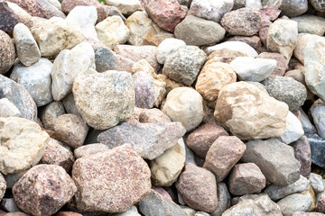 Texture of stone pile. Random size and shape rocks.