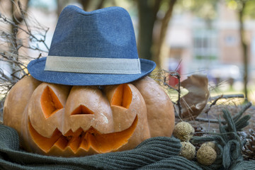 orange halloween pumpkin with notch, crushable