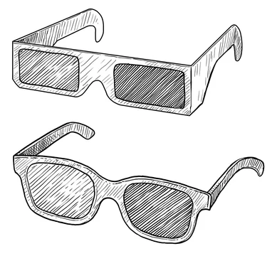 3D glasses illustration, drawing, engraving, ink, line art, vector Stock  Vector | Adobe Stock