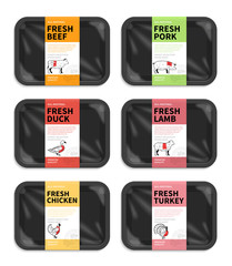 Vector meat packaging mockups