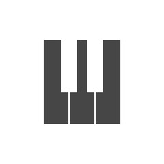 Piano keys vector flat black and white logo emblem
