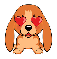 in love, kiss, romantic, relationship, happy, with heart eyes emotions. Set of dog character illustrations in vector hand drawn cartoon style. As logo, mascot, sticker, emoji, emoticon