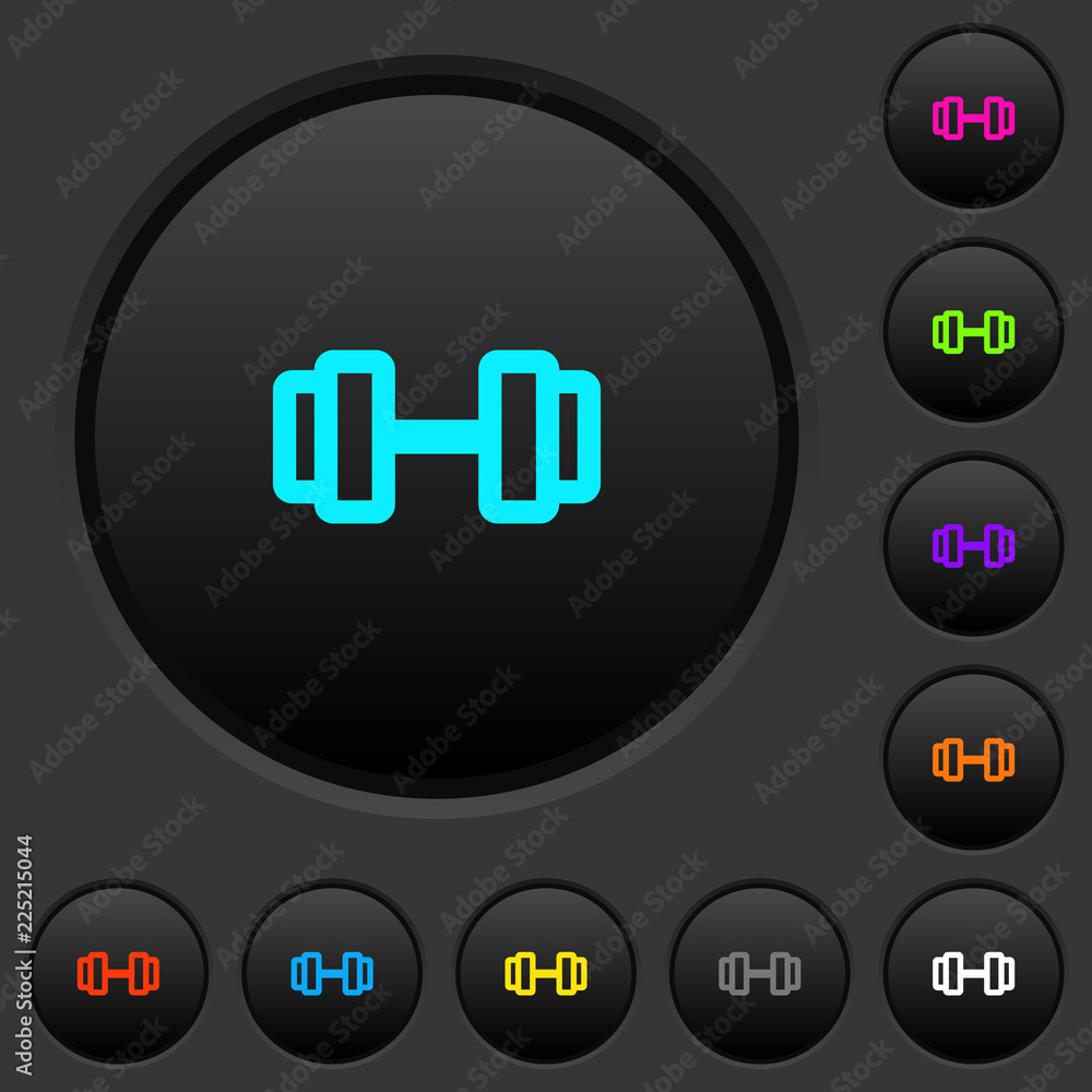 Poster barbell dark push buttons with color icons