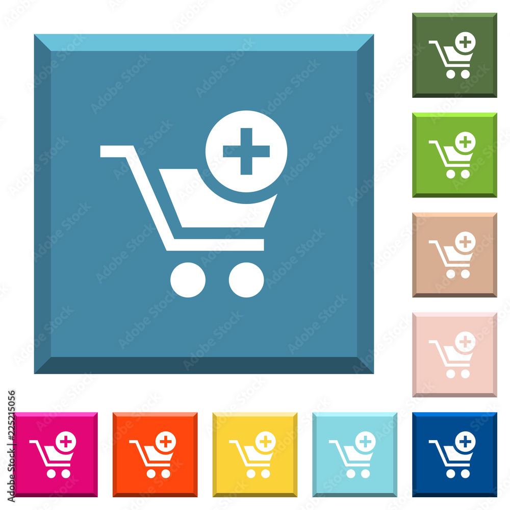 Poster add item to cart white icons on edged square buttons