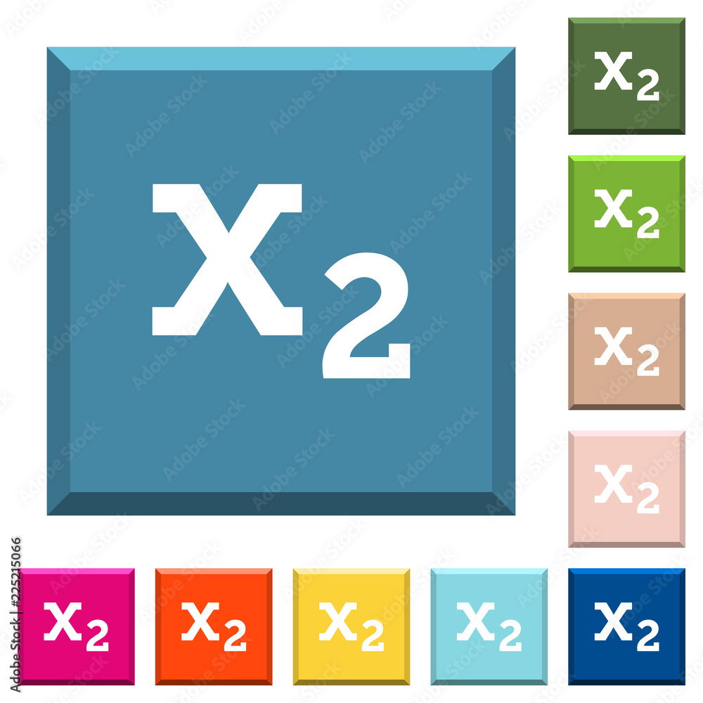 Poster subscript white icons on edged square buttons
