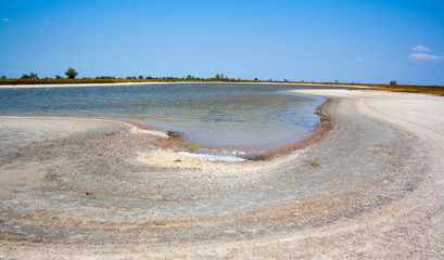 Salty firth of the Black Sea in the national Park in Ukraine on an island
