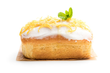 Homemade  lemon loaf isolated on white