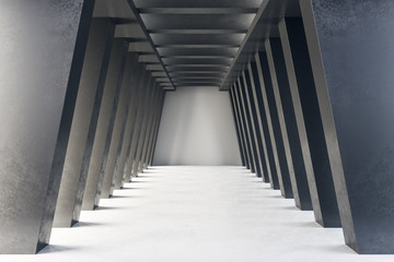 Abstract concrete tunnel interior