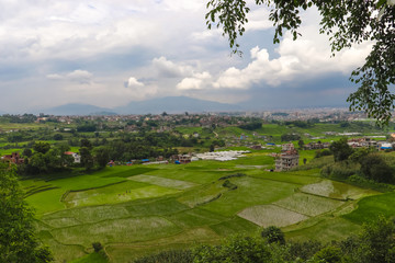 Green fields and Kathmandu City
