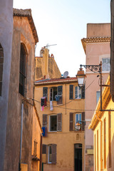 View on the historic architecture in Frejus, France on a sunny day.