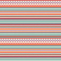 Light ethnic ornate stripes pattern, seamless repeat. Modern pastel colored style, inspired by traditional hmong tribal art.