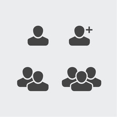 User Profile Group Set Icon Symbol. Vector