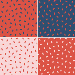 Set of four fine minimal patterns. Falling leaves inspired. Great for fabrics.