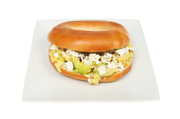 Avocado and feta bagel